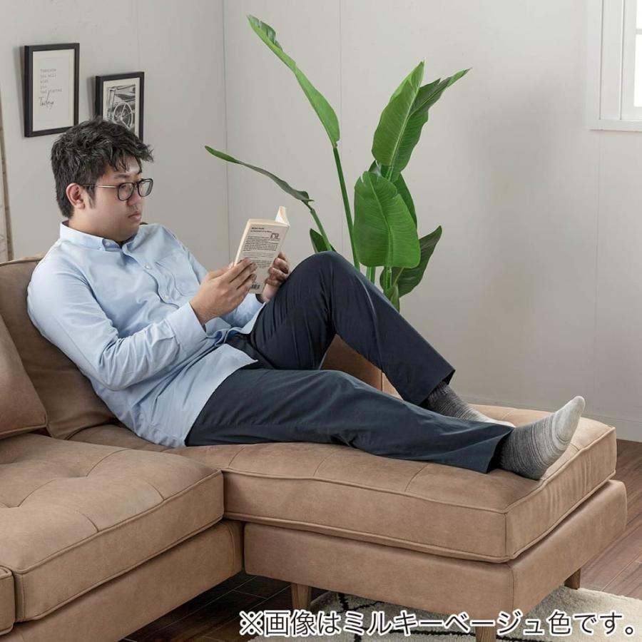 定価7万円のソファー レザーテックス】 シェーズロングソファ 幅216cm パレルモ