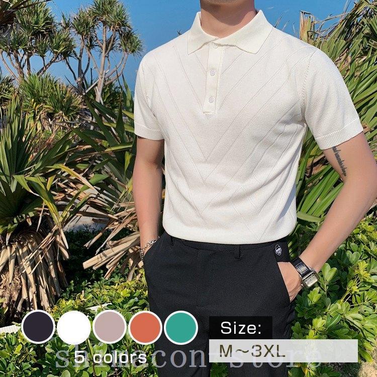 メンズファッション アウター ジャケット Tシャツ夏服メンズ半袖おしゃれ10代 代 30代韓国ブランドポロシャツ男性ゴルフプリント無地かっこいいカジュアル 5p4z3ucn7b Slnb In