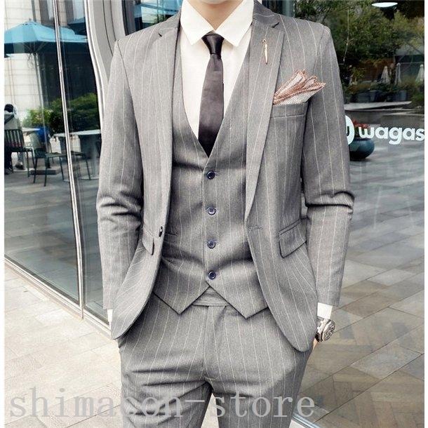 とっておきし新春福袋 ストライプスーツビジネススーツシングルメンズスーツ紳士服suit大きいサイズおしゃれスーツ春夏結婚式お洒落 3ピーススーツ サイズ Xl Michiganestateplanning Com
