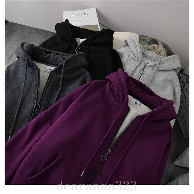 新作人気 半額セール パーカーレディーストップスコートジャケットフード付き長袖裏起毛アウターゆったり裏ボア厚手ビックシルエット Www El Services Fr