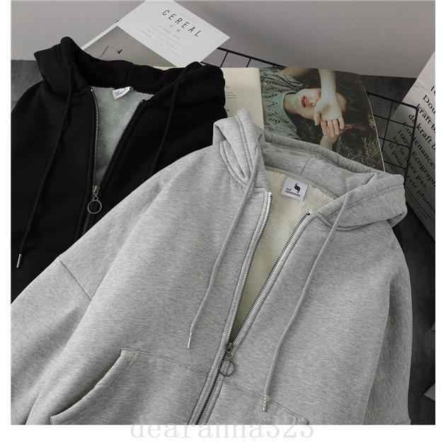 新作人気 半額セール パーカーレディーストップスコートジャケットフード付き長袖裏起毛アウターゆったり裏ボア厚手ビックシルエット Www El Services Fr