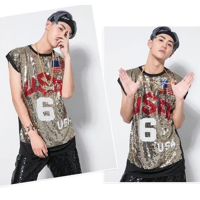 22 新作 ダンス衣装hiphopダンスウエアメンズヒップホップセットアップ舞台衣装イベント男性用男女兼用ユニセックス上着 トップス Tシャツスパンコール その他トップス カラー ブラック Www We Job Com