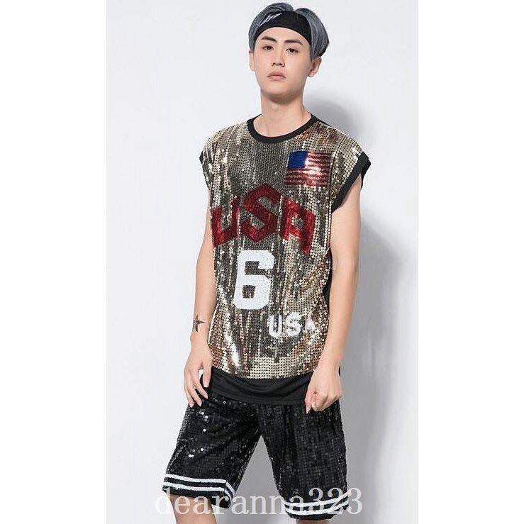 22 新作 ダンス衣装hiphopダンスウエアメンズヒップホップセットアップ舞台衣装イベント男性用男女兼用ユニセックス上着 トップス Tシャツスパンコール その他トップス カラー ブラック Www We Job Com