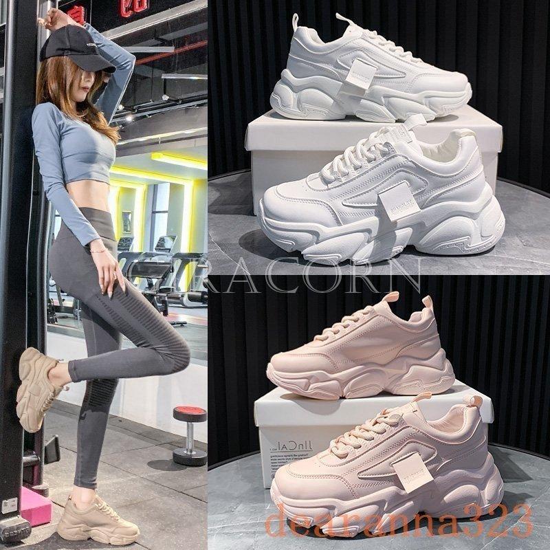 厚底スニーカーダッドスニーカーレディースインヒールスポーツヒール背が高くなる身長アップ白レースアップベージュブラック お買い得モデル