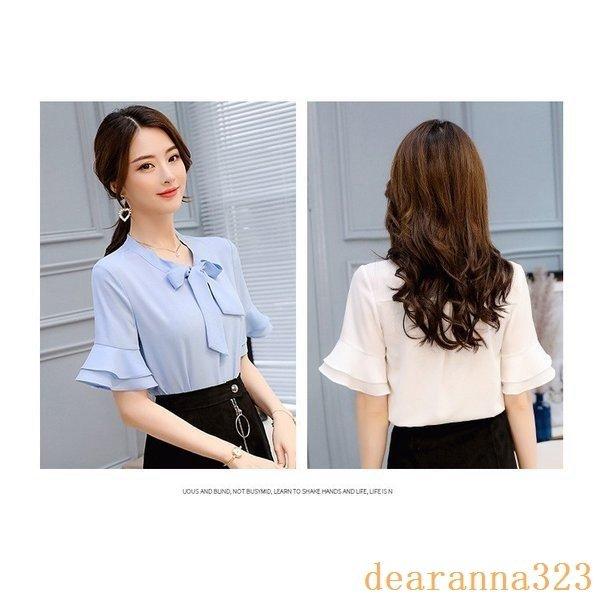 最安値 ブラウスレディースシフォンンシャツベルスリーブラウスフォーマルブラウス夏半袖トップス通勤olオシャレ大人上品新作2色 半袖 サイズ Xl Www Sustentec Com Br