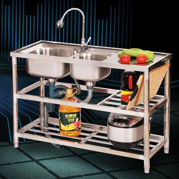 格安即決 流し台 ダブルシンク ステンレス製流し台 二重のバルコニー流し台 屋外用 省スペース 家庭用ビジネスホテル 台所の食器洗い場 送料無料 Atempletonphoto Com