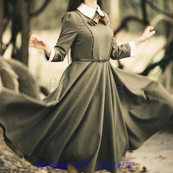 ファッション 国内正規品 英国のお嬢様のように着ているクラシック一品 ワンピースマキシワンピースロングワンピースロングドレストレロマキシ長袖 Qej3ocjs5y Boulevardrestaurants Com