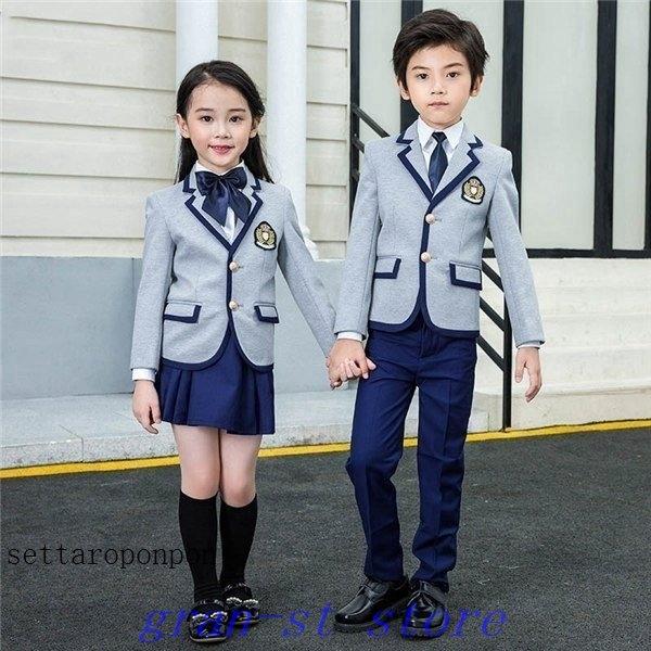 4点セット学生服女の子子供スーツセットアップ男の子ピアノ発表会ジュニアスーツ優等生小学生卒業式服キッズグレー