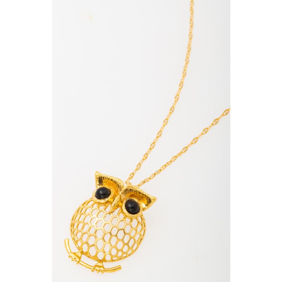 K18 オニキス ネックレス (ふくろうモチーフ)