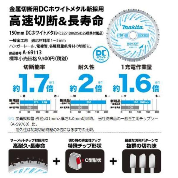 マキタ CS551DRGXS 150mm充電式チップソーカッタ 18V(6.0Ah)(DC マキタ CS551DRGXS 150mm充電式チップソーカッタ 18V(6.0Ah)(DC