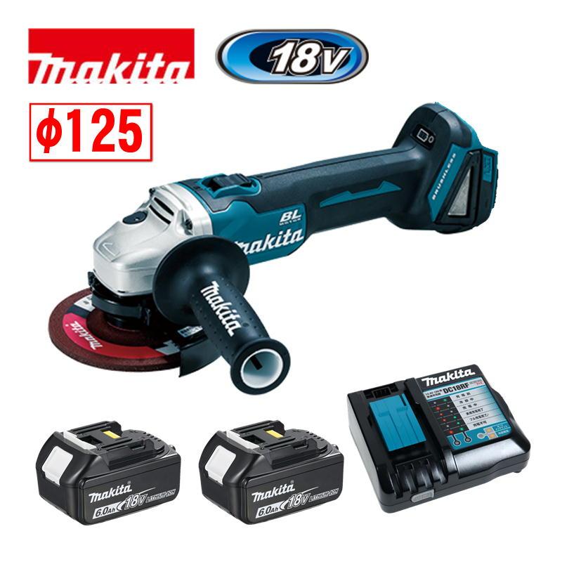 【2022年購入　/　新品・未使用品】 makita（マキタ）　充電式ディスクグラインダ/スライドスイッチタイプ　18V　GA504DRGXN　バッテリ6.0Ａh×2本＋充電器 マキタ（makita） GA504DRGXN 18V 125mm充電式ディスクグラインダ 本体