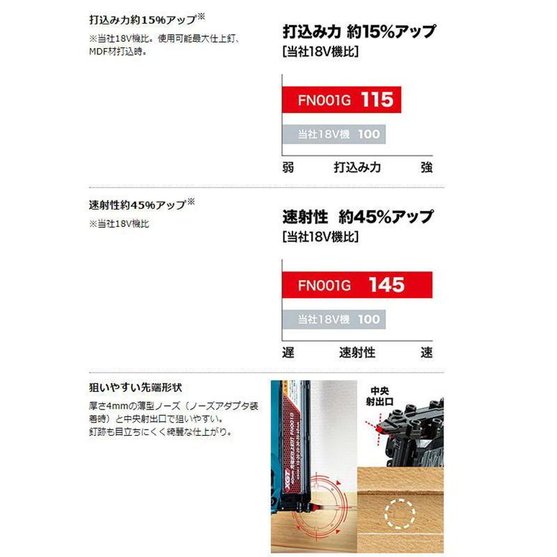 マキタ FN001GZK 40mm充電式仕上釘打(ケース付き) 40Vmax (※本体のみ 