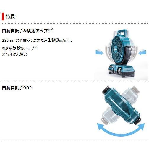 マキタ（makita） CF202DZ(青) 自動首振り機能付き充電式ファン(業務用