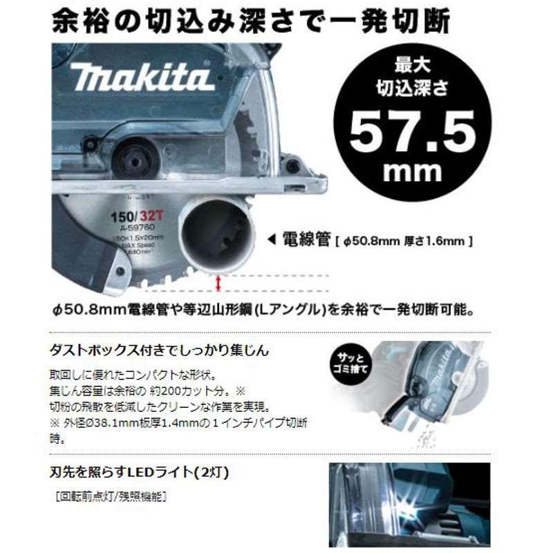 マキタ CS553DZS 150mm充電式チップソーカッタ 18V (※本体のみ マキタ CS553DZS 150mm充電式チップソーカッタ 18V (※本体のみ