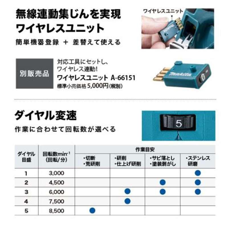 マキタ GA412DRGX 100mm充電式グラインダー 18V(6.0Ah×2本) セット品(無線連動対応) コードレス ◆｜shimadougu｜04