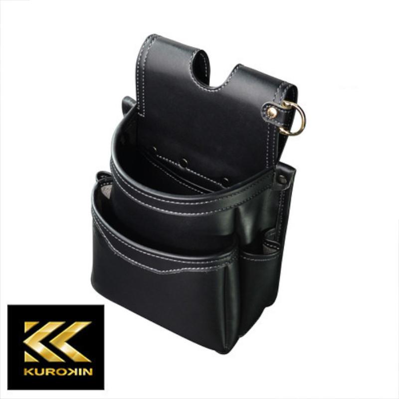 フジ矢 KUROKIN AB-32BG 腰袋薄型2段 Light PU Leather シリーズ 黒金