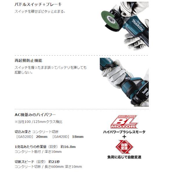 マキタ GA420DZ 100mm充電式ディスクグラインダ 18V バッテリ マキタ GA420DZ 100mm充電式ディスクグラインダ 18V バッテリ