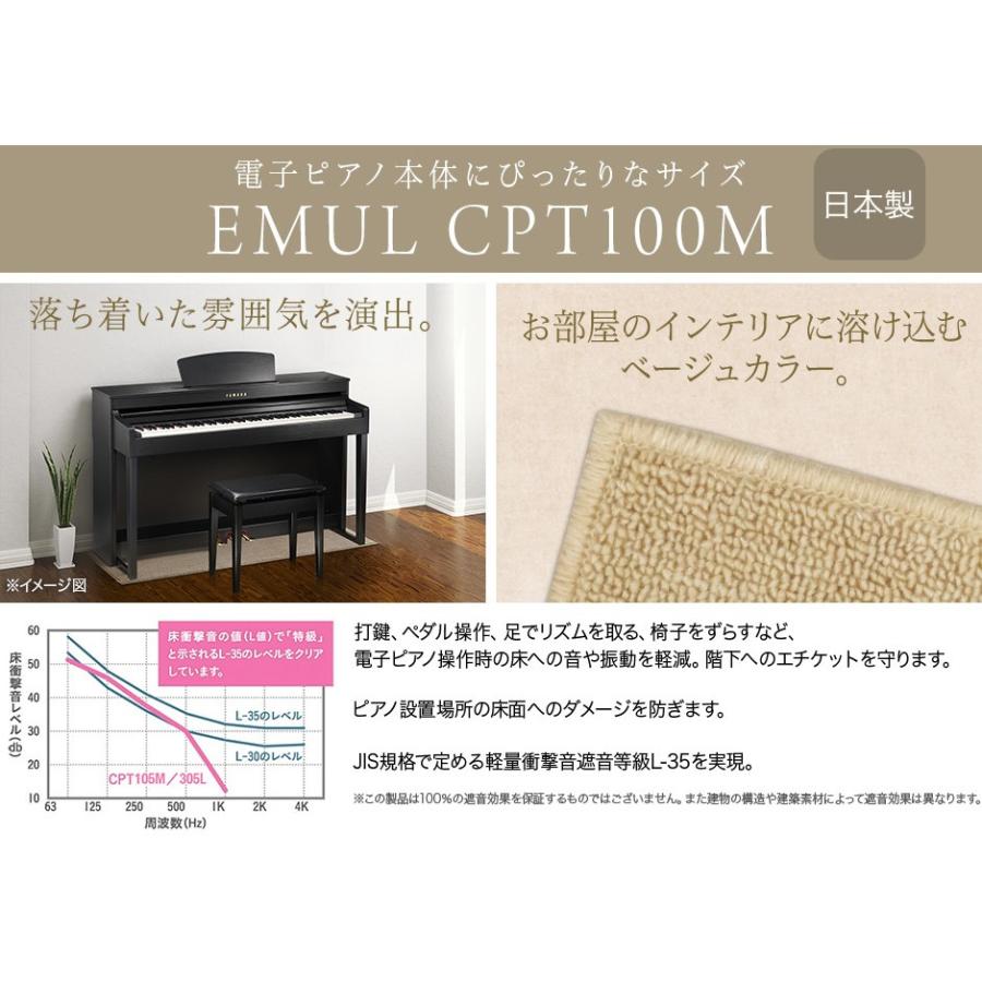 EMUL エミュール CPT100M 電子ピアノ用 防音／防振／防傷マット 