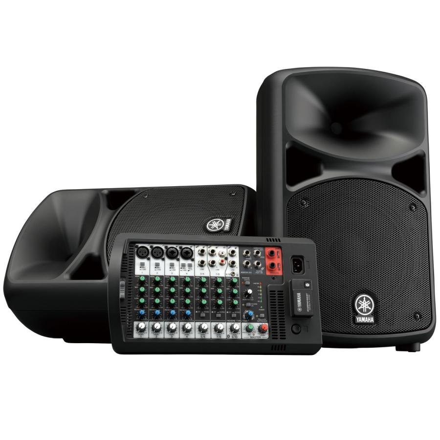 YAMAHA ヤマハ STAGEPAS600BT カバー付き バンド練習・ミニライブ用スピーカーセット SHURE SM58マイク4本+アクセ付きの画像
