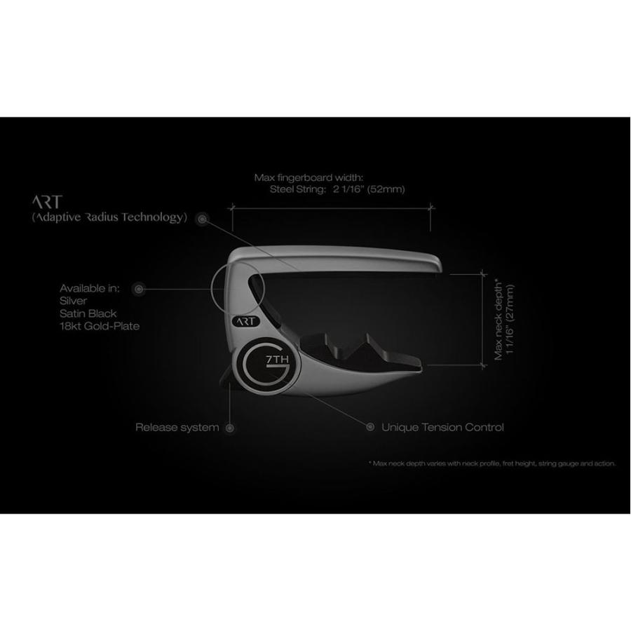 G7th ジーセブンス Performance 3 ART Black カポタスト 6弦ギター用 エレキ/アコギ/ヴィンテージギター対応 指板アールに合わせて変形する新機構搭載の画像