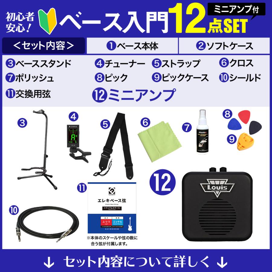 Squier by Fender AFF PB PJ LRL BPG LPB ベース 初心者12点セット 〔ミニアンプ付〕 プレシジョンベース