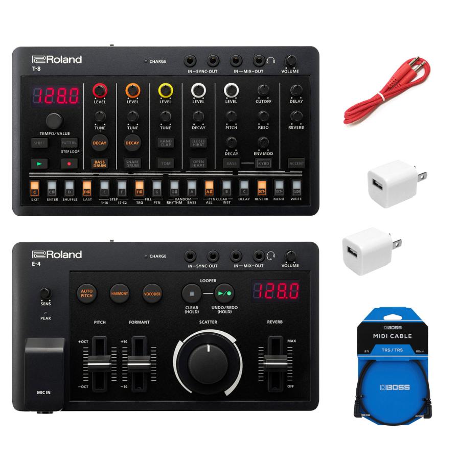 ローランド Roland AIRA Compact E-4 + T-8 USB電源アダプター 接続 