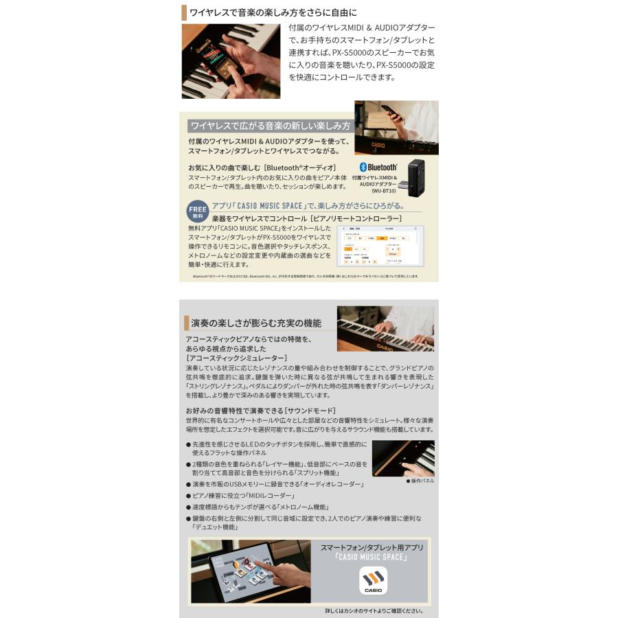 CASIO（カシオ） 電子ピアノ 88鍵盤 PX-S5000 PXS5000 Privia