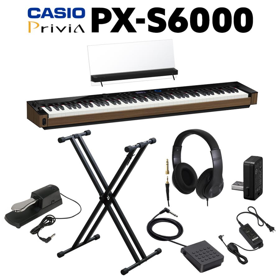 CASIO カシオ 電子ピアノ 88鍵盤 PX-S6000 BKヘッドホン・Xスタンド 