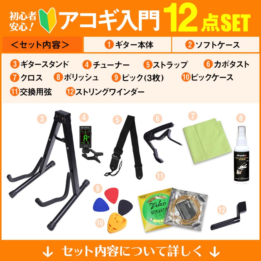 Baton Rouge バトンルージュ AR11C/D アコースティックギター初心者セット12点セット アコースティックギター カナディアンシダー単板｜shimamura｜03