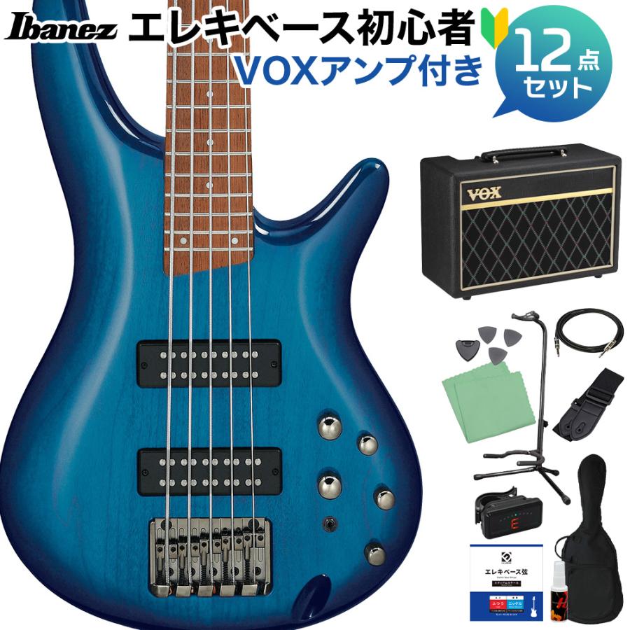 Ibanez アイバニーズ SR375E SPB 5弦ベース初心者12点セット〔VOX 