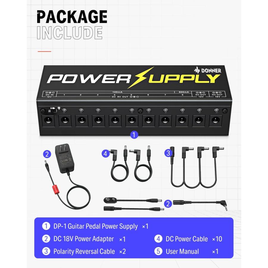 Donner ドナー DP-1 パワーサプライ 10出力 9V/12V/18V 電源アダプター