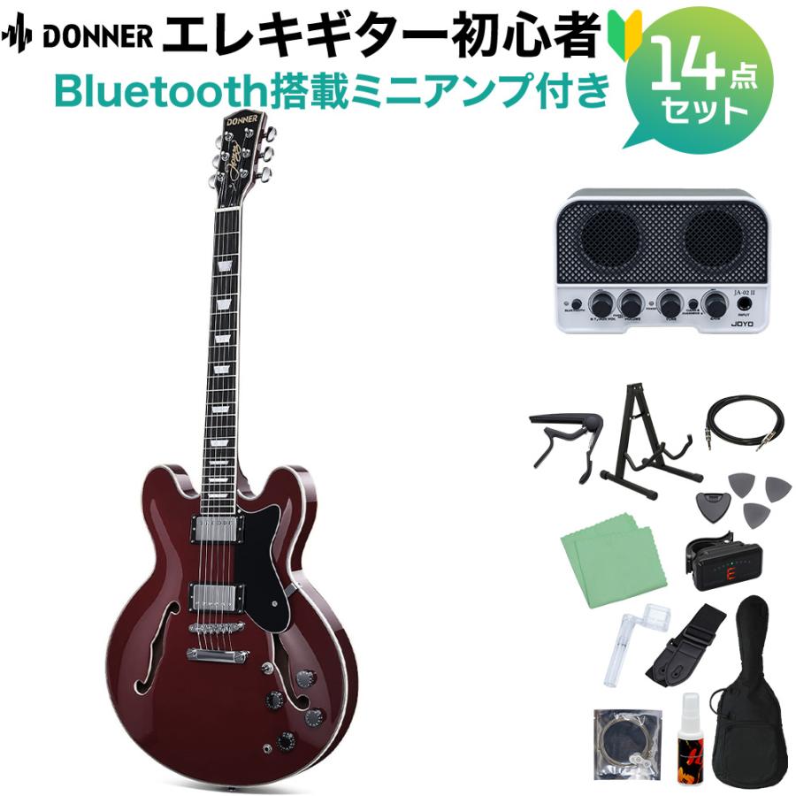 Donner ドナー DJP-1000 Burgundy Red エレキギター初心者14点セット