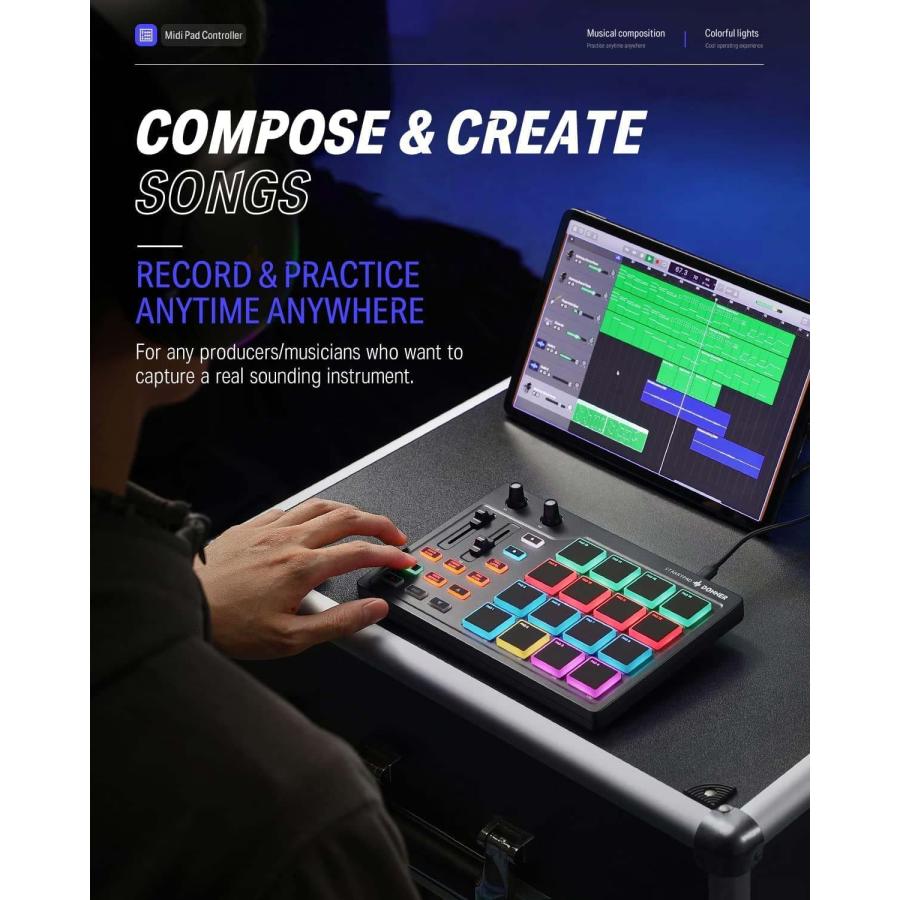 Donner ドナー STARRYPAD MIDI PAD MIDIパッド Cubase LE付属_2