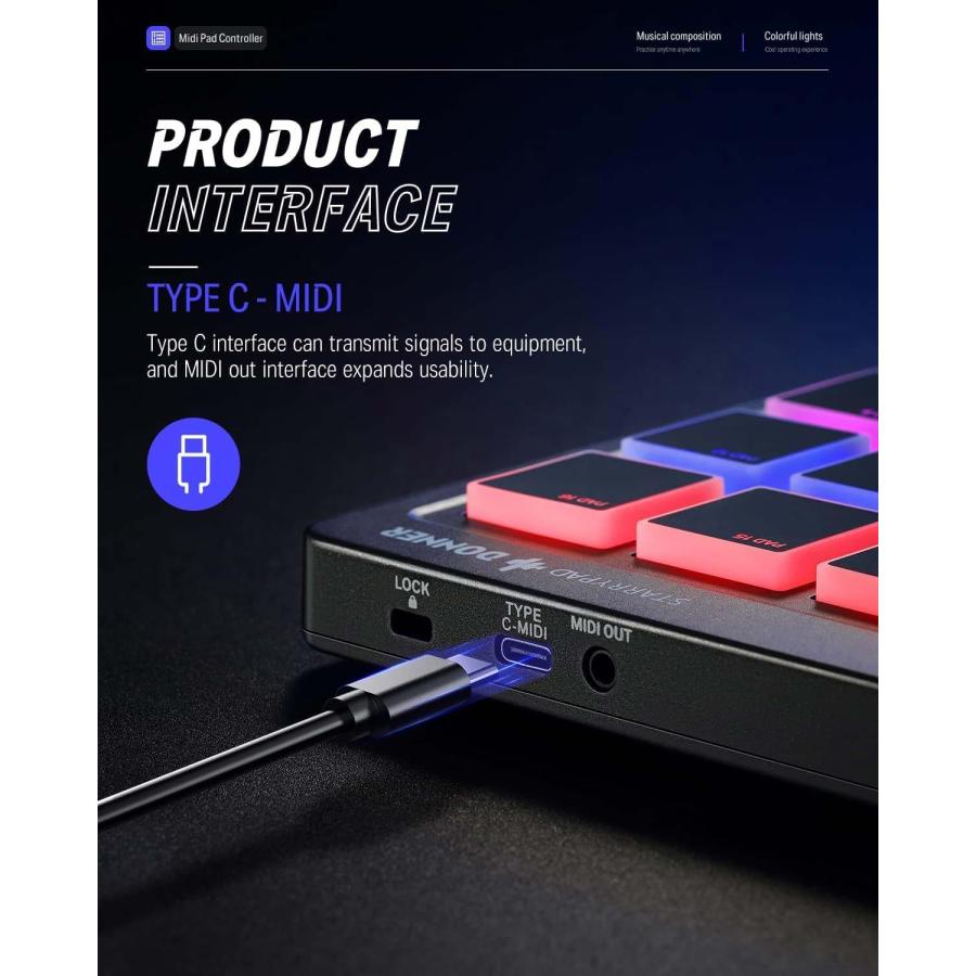 Donner ドナー STARRYPAD MIDI PAD MIDIパッド Cubase LE付属_4