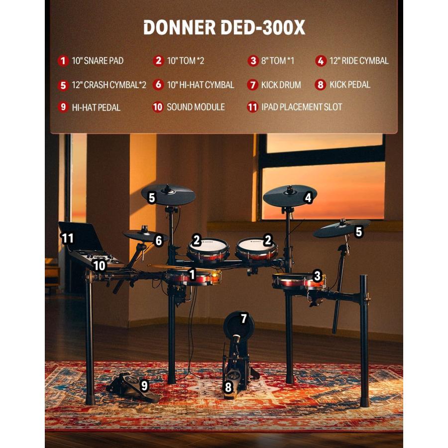 Donner ドナー DED-300X マット付き初心者セット 電子ドラムセット 4