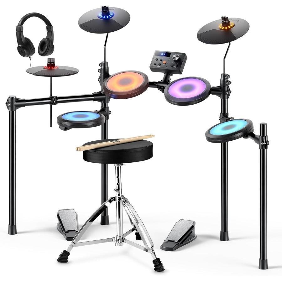 Donner DED-70L 光る電子ドラム 子供向け オールメッシュパッド イス