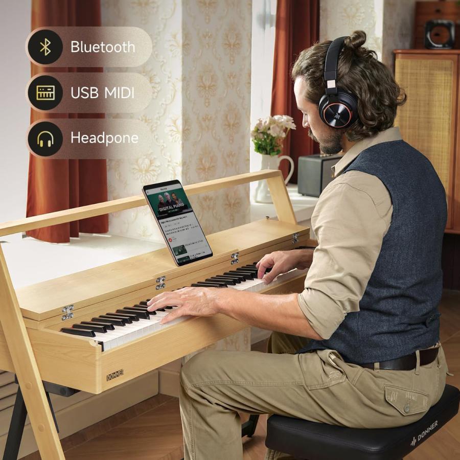 Donner ドナー 電子ピアノ ハンマーアクション 88鍵盤 OURA R300 Natural / Walnut 選べるカラー　純正固定イス・ヘッドホンセット ラスティックモダンスタイル_7