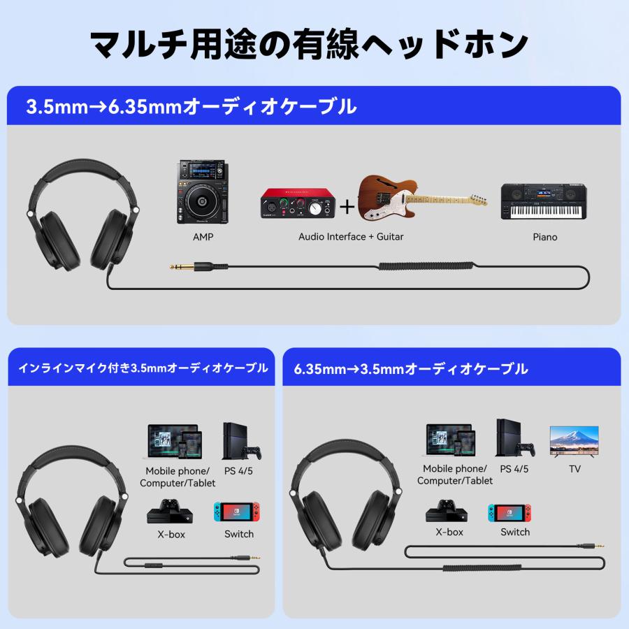 OneOdio ワンオーディオ A70 Black 有線対応 Bluetoothヘッドホン 音楽鑑賞/楽器練習/モニタニング オーバーイヤーヘッドホンの画像