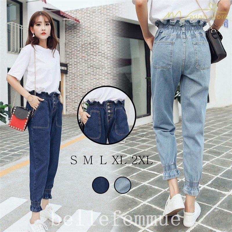 レディースファッション ポイント5倍 デニムパンツジーンズゆったりレディースオシャレデイリーコーデフリルスタイリッシュボトムス九分丈パンツウエストゴムシングルハイウエスト Jjwbejizmp Wrestlesquare Com
