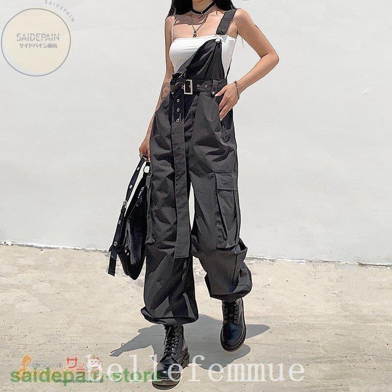 サロペットレディースオールインワンコンビネゾンミリタリーカーゴパンツダンス衣装韓国ファッションかっこいいおしゃれ個性的服原宿系 日本産