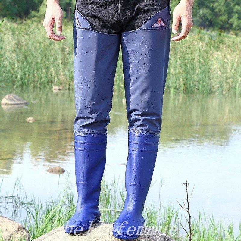 注目ブランド ウェーダー ロング レインブーツ 男女兼用 ヒップウェーダー 膝丈 調節可能 PVC