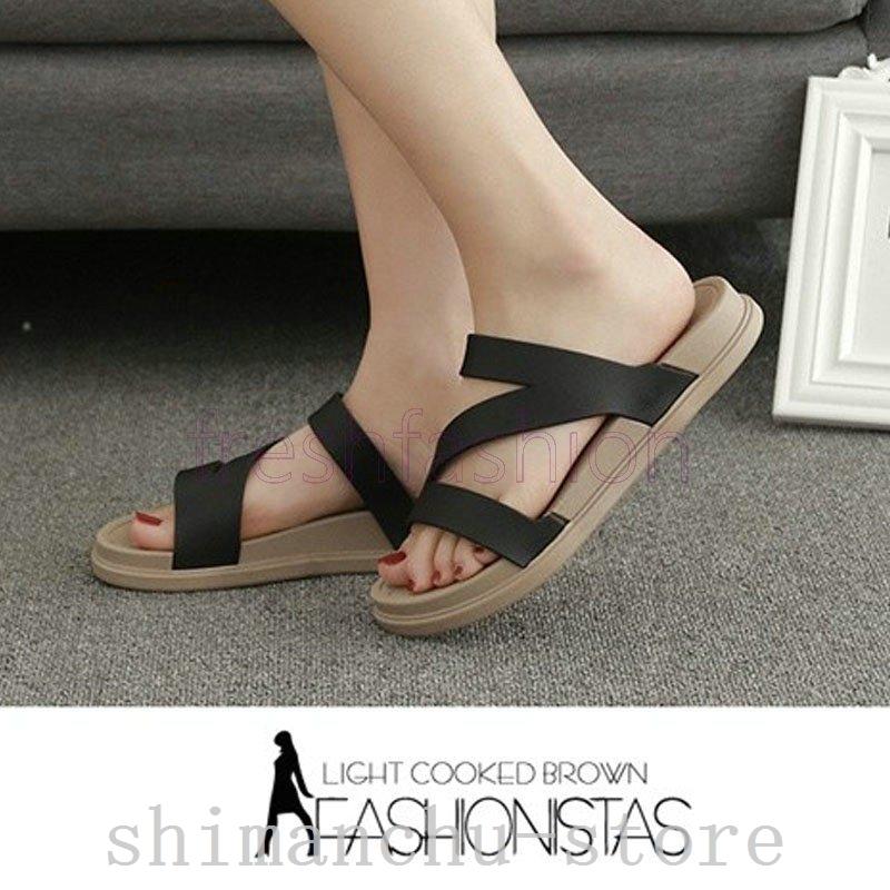 新品ミュールサンダル黒サボミュールレディースシューズ歩きやすいビーチサンダルレディースミュールぺたんこフラット大きいサイズ夏 17超人気