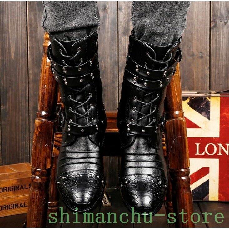 メンズショートブーツバイクブーツワークブーツエンジニアブーツ作業靴エンジニアブーツ滑り止めサイドジップ ファッション