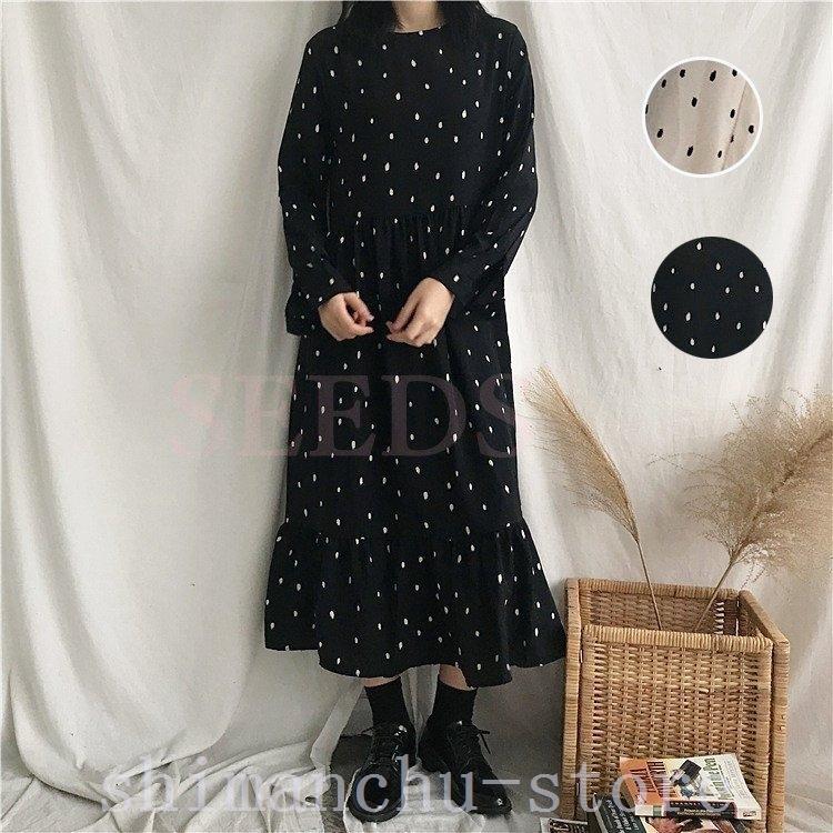 ワンピースレディースドット柄ワンピースロングフレア30代40代黒白おしゃれワンピコーデゆったり U2ti36zx6e レディースファッション Windowrevival Co Nz