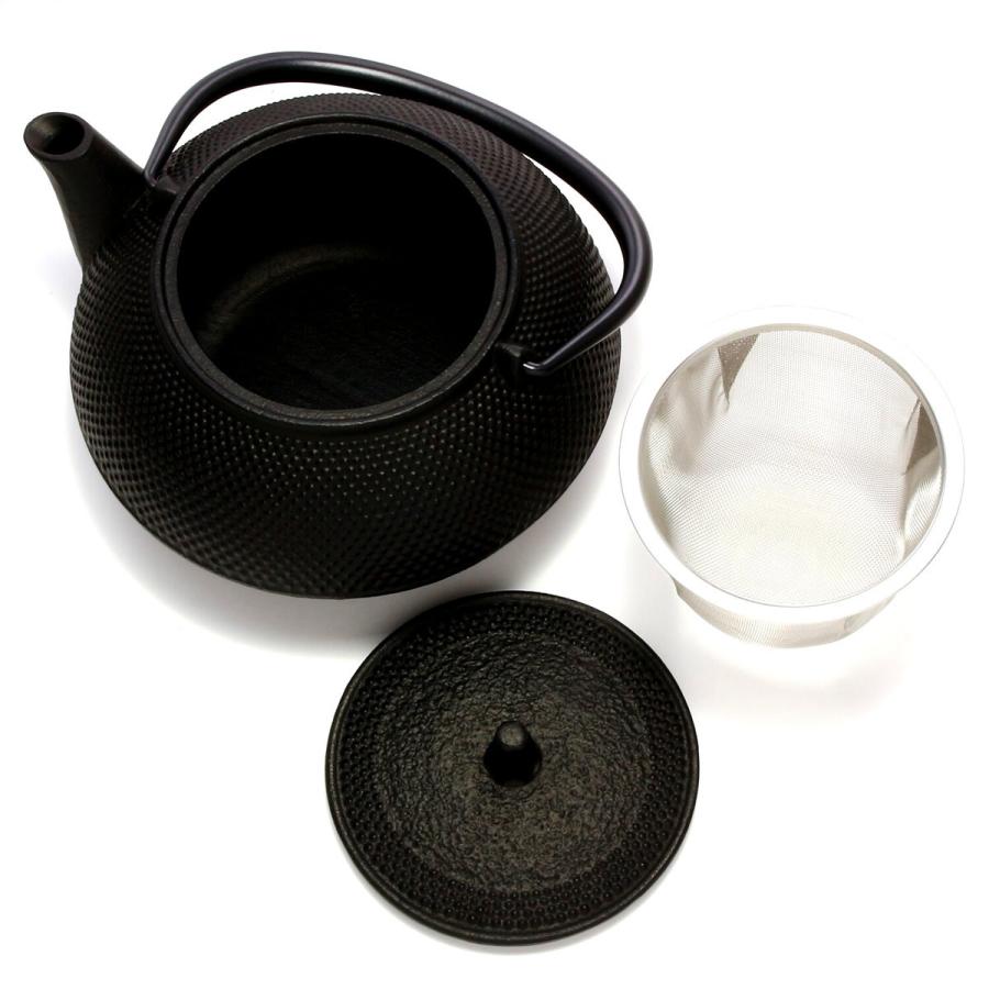 岩鋳（IWACHU） ＼ IH対応 ／ 南部鉄器 鉄瓶 5型アラレ 釜敷セット 黒