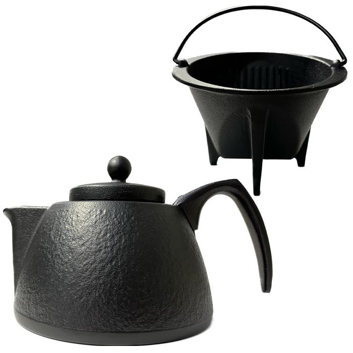 岩鋳（IWACHU） ＼ IH対応 ／ 南部鉄器 鉄瓶 コーヒーポットセット 黒