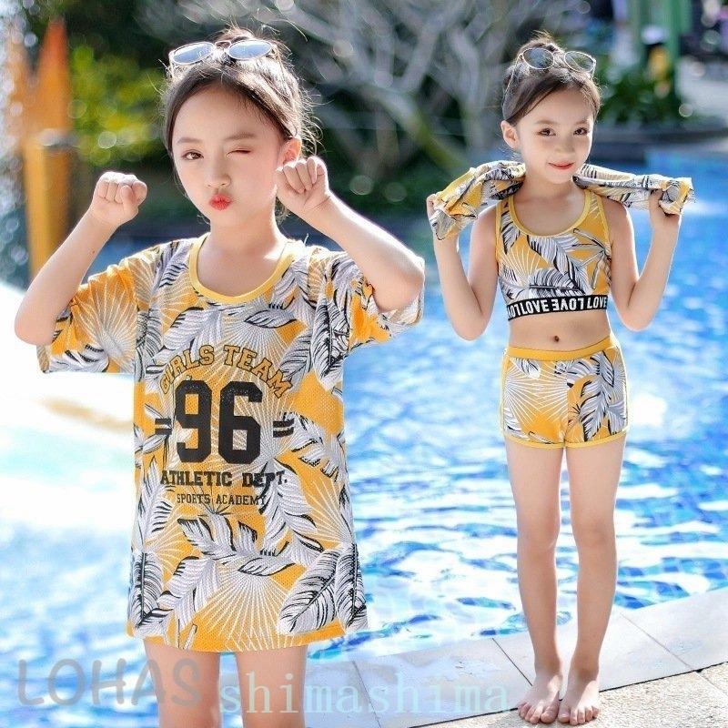 人気ショップ ラッシュガード みずぎセパレートスイミングインナーパンツ付き 子供水着キッズ3点セット女の子ジュニアこども子どもスクール水着幼稚園小学生中学生かわいいスイミングスクールuvカット Www Threeriversofs Com