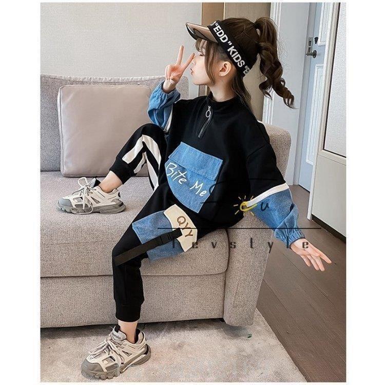 2点セット韓国子供服キッズセットアップ女の子男の子春秋長袖トップス長ズボン上下セットダンス衣装オシャレジュニア子ども服小学生普段着 5年保証