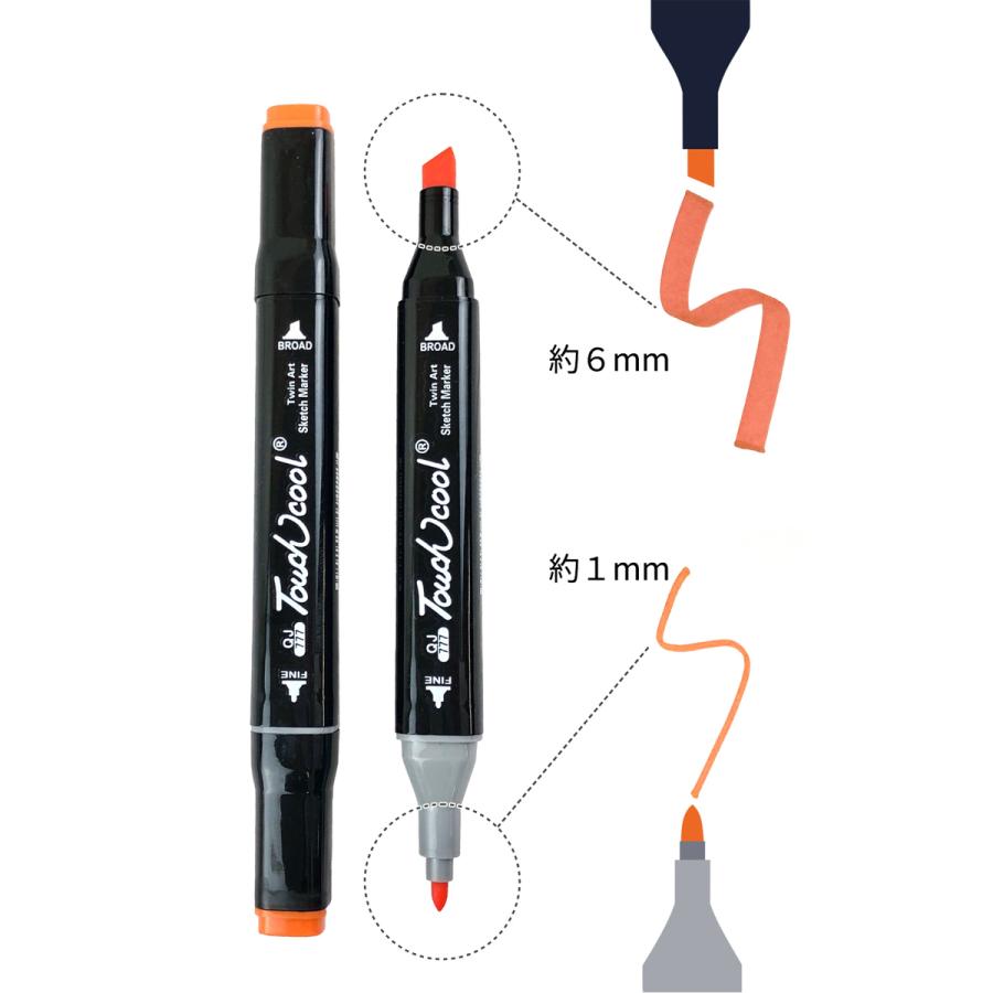 マーカーペンセット マーカーペン 60色 アルコールマーカー 太細両端 画材 キャリングケース付き イラストマーカー 水彩ペン 2種類のペン先 太字 細字 油性コミ｜shimataro-loomband｜04