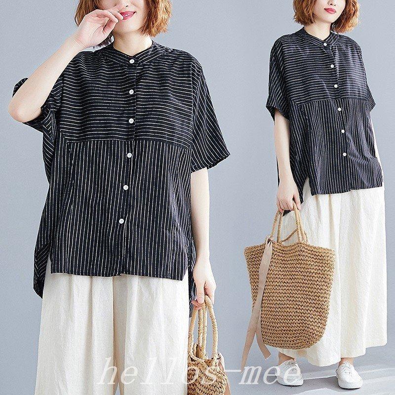 シャツワンピースブラウスレディースシャツトップスロングシャツ半袖薄手uvカットカーディガン体型カバー無地綿麻混着痩せ 本物品質の